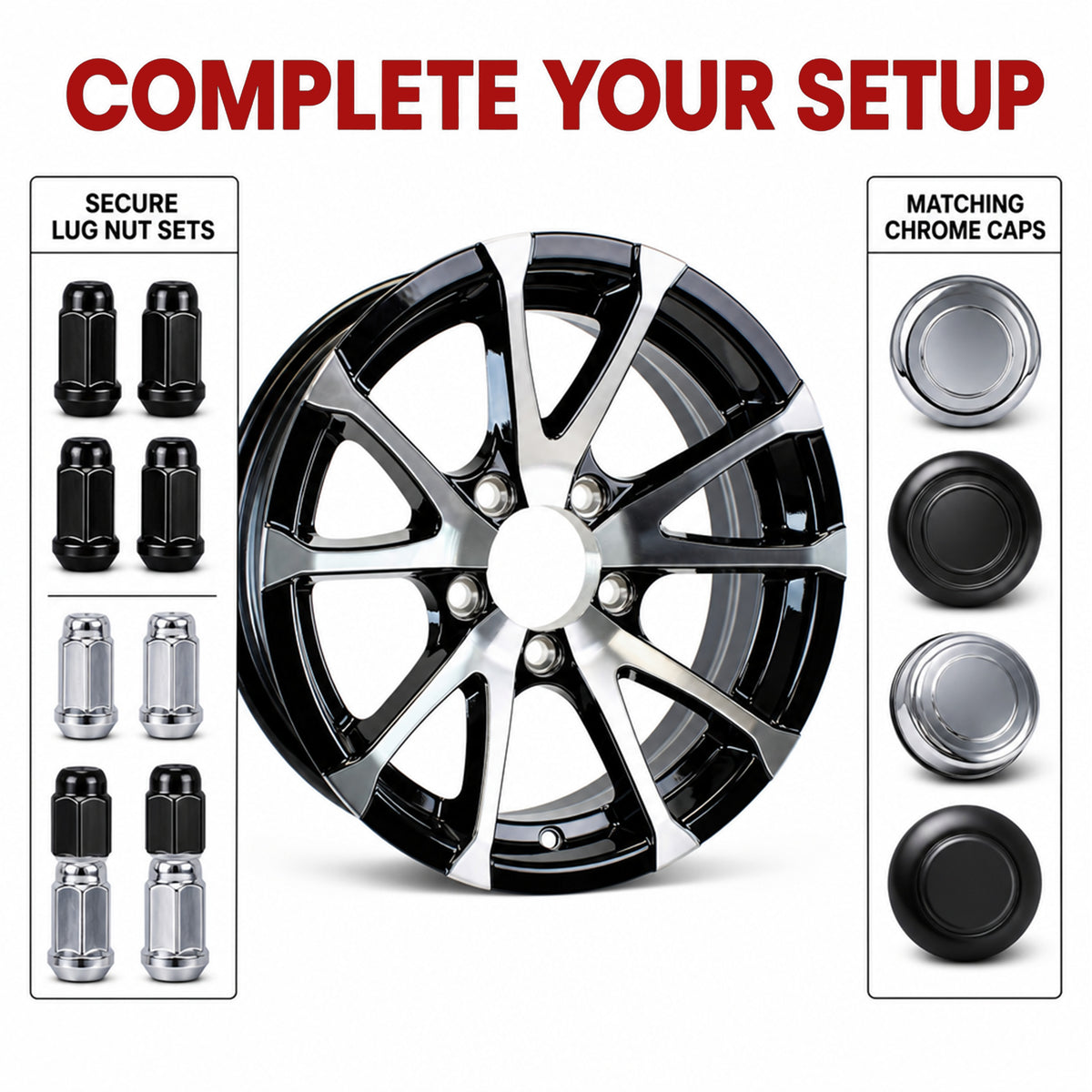 eCustomrim Aluminum Boat Camper Trailer Rim Wheel 5 Lug 14 Inch Avalanche Black