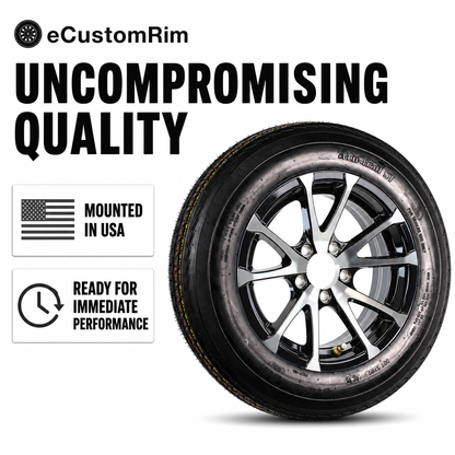 Trailer Tire Rim Assembly 4.80-12 480-12 12 Inch 5 Lug Aluminum Black T07 Wheel