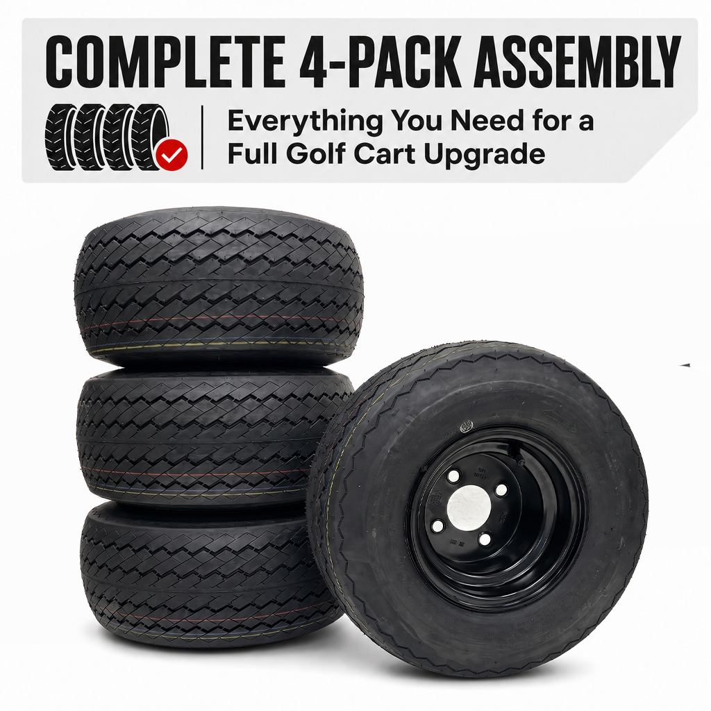 4-Pack 18X8.50-8 8 Inch Black Golf Cart Tire Wheel Fit E-Z-GO Club Car Cushman