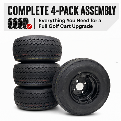 4-Pack 18X8.50-8 8 Inch Black Golf Cart Tire Wheel Fit E-Z-GO Club Car Cushman