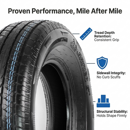 2-Pack Radial Trailer Tire ST205/75R15 205/75R15 DEEP TREAD Steel Belted Load D