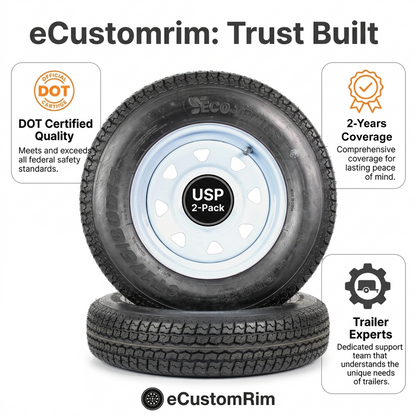 Trailer Tire Rim Assembly ST175/80D13 175/80 13 Inch LRC 5 Lug White Spoke Wheel