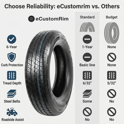 2-Pack Radial Trailer Tire ST205/75R15 205/75R15 DEEP TREAD Steel Belted Load D
