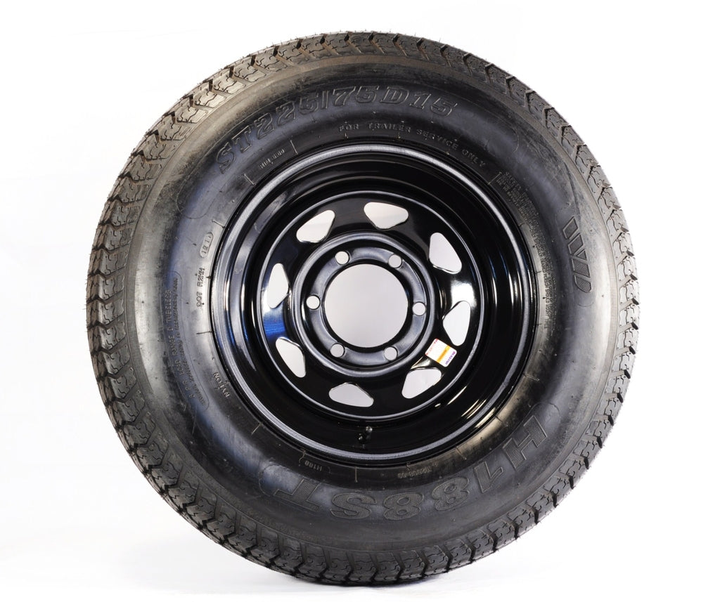 Radial Trailer Tire On Rim ST225/75R15 15X6 6-5.5 Load Range E Black S ...