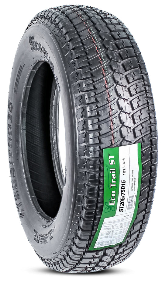 eCustomrim Trailer Tire ST205/75D15 15 Inch Deep Tread Load Range C 1760 Lbs.