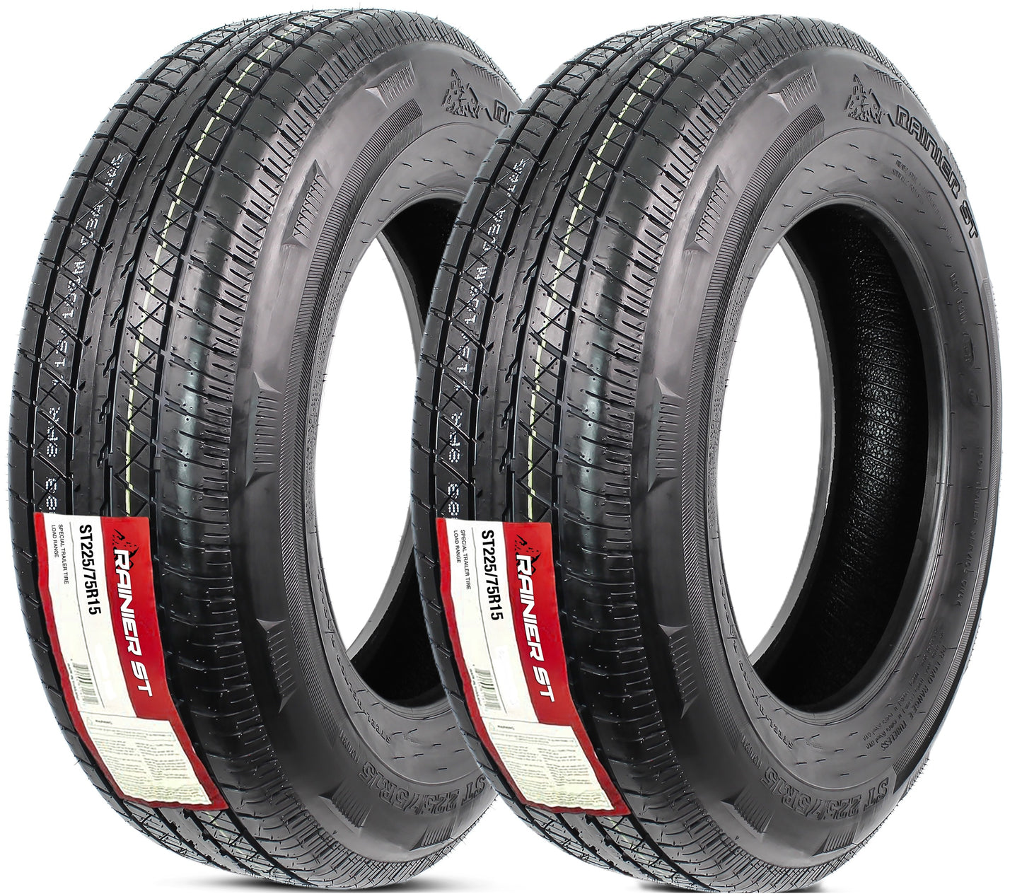 2-Pack Radial Trailer Tire ST225/75R15 15 Inch Deep Tread Steel Belted Load D