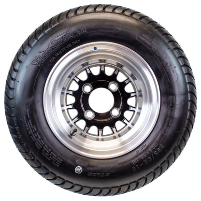 eCustomrim 205/65-10 Golf Cart ATV Trailer Tire On Rim 10X7 Gloss Black Wheel
