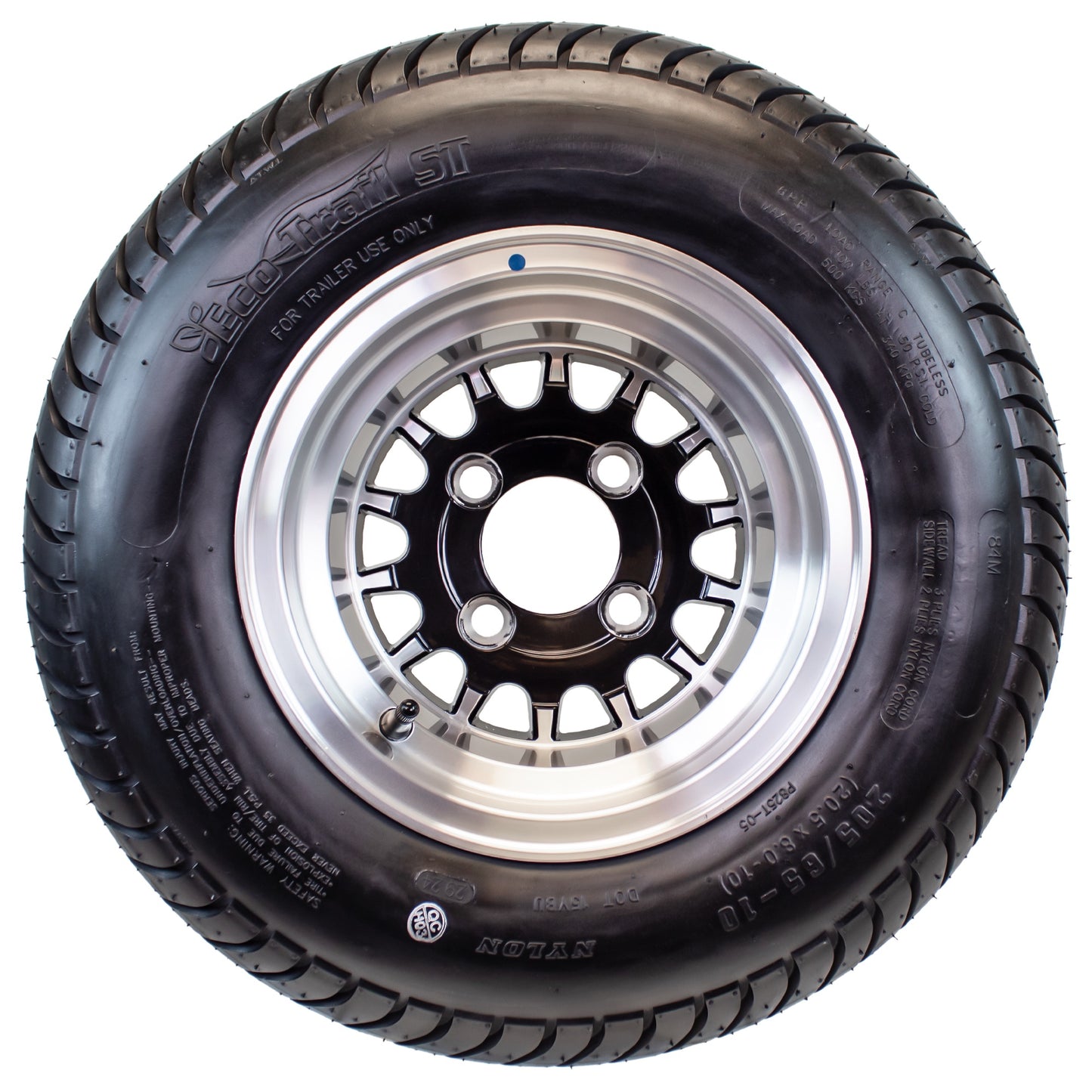 eCustomrim 4-Pk 205/65-10 Golf Cart ATV Offroad Trailer Tire 10X7 Black Wheel