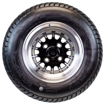 eCustomrim 205/65-10 Golf Cart ATV Trailer Tire On Rim 10X7 Gloss Black Wheel