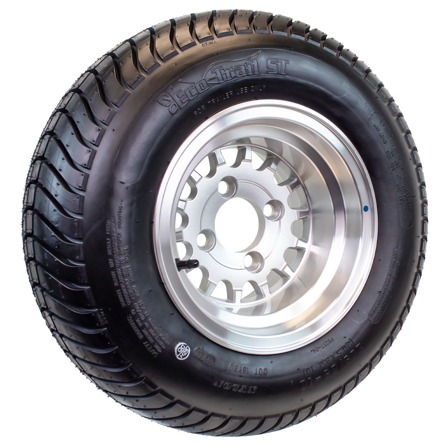 eCustomrim 205/65-10 Trailer Golf Cart ATV Tire On 10X7 Gloss Silver Rim C2