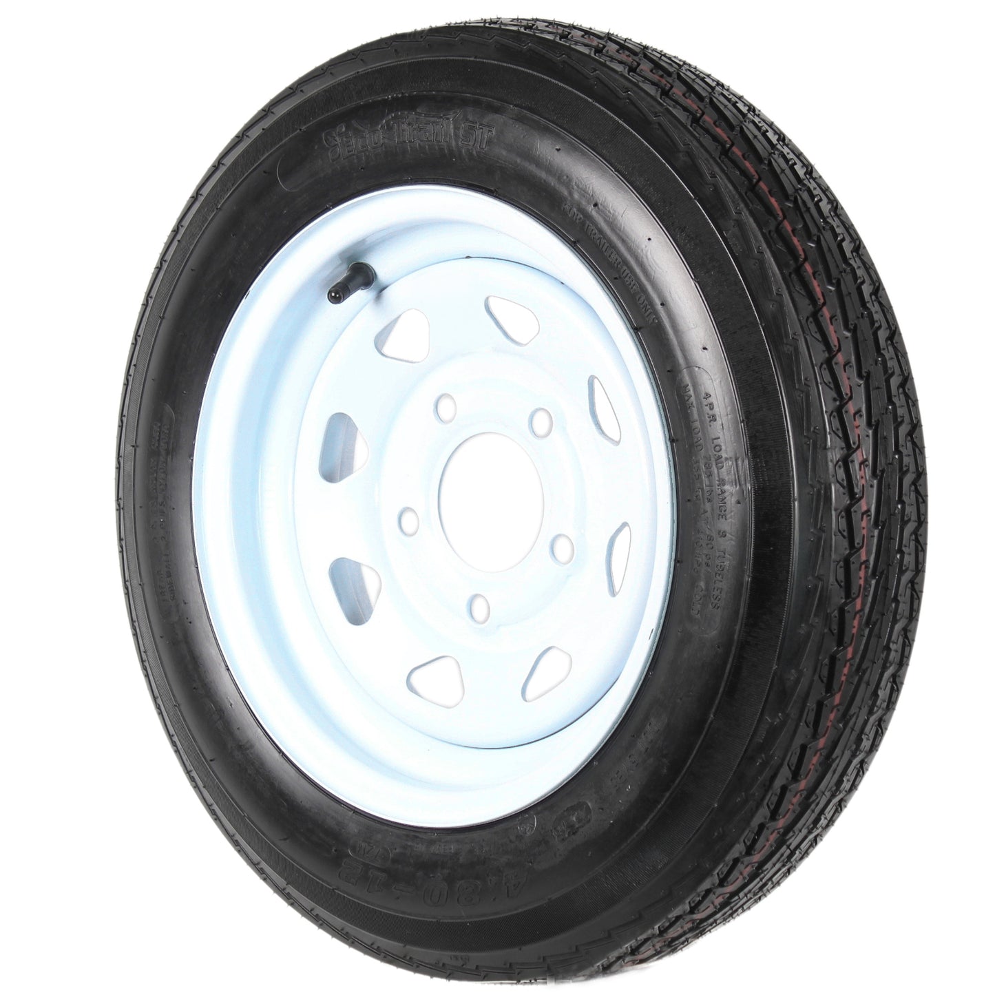 Trailer Tire + Rim 4.80-12 480-12 4.80 X 12 12" LRC Tire 5 Lug Wheel White Spoke