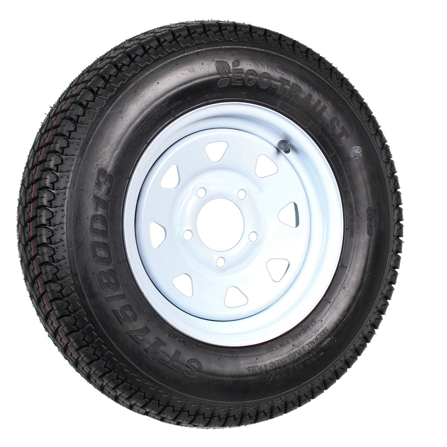 Trailer Tire On Rim ST175/80D13 175/80 D 13 Load C 5 Lug White Spoke Wheel