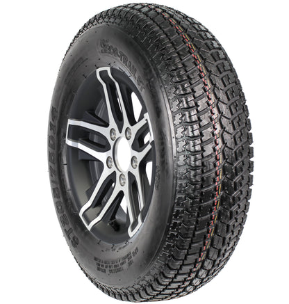 eCustomrim Trailer Tire On Rim ST205/75D14 14" 5 Lug LRC Aluminum Altitude Black