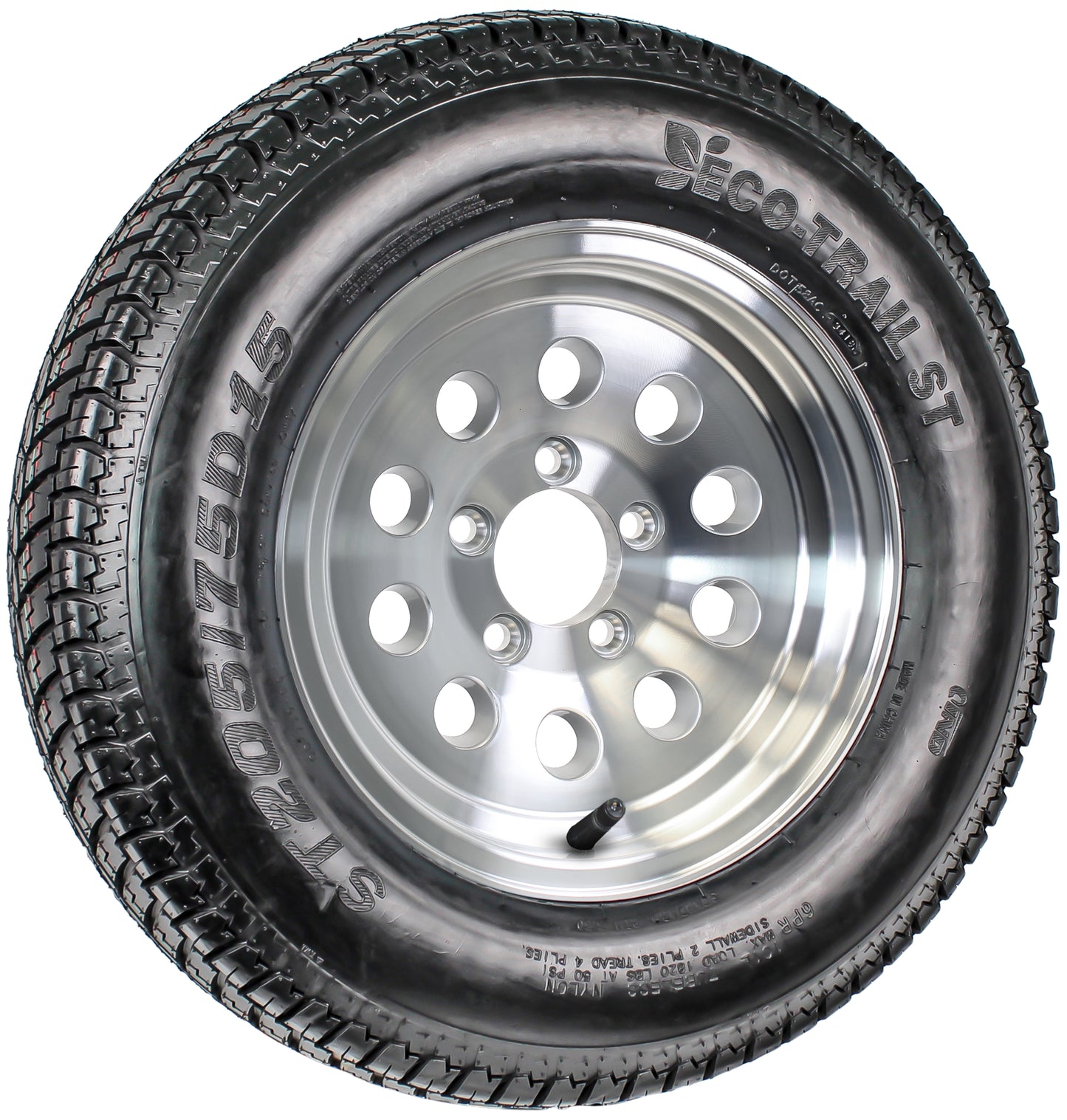 eCustomrim Trailer Tire On Rim ST205/75D15 15" 5 Lug LRC Aluminum Modular Wheel