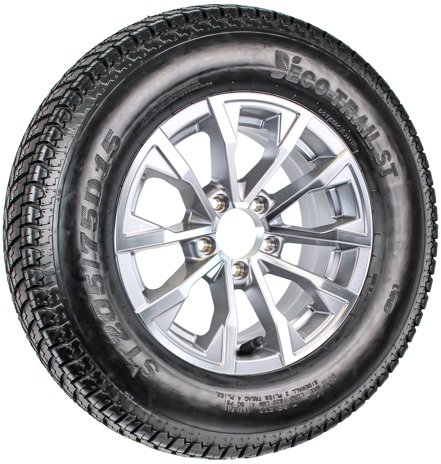 eCustomrim Trailer Tire Rim ST205/75D15 15" 5 Lug LRC Silver Aluminum Edge Wheel
