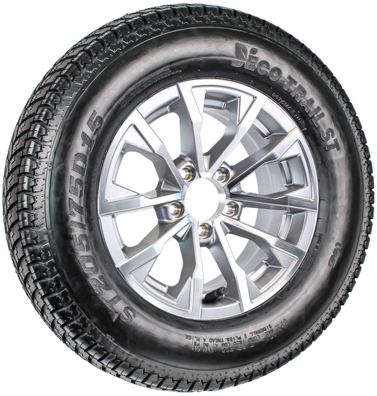 eCustomrim Trailer Tire Rim ST205/75D15 15" 5 Lug LRC Silver Aluminum Edge Wheel