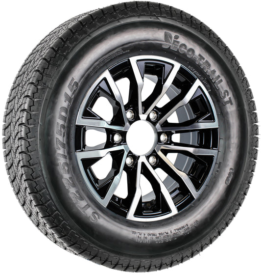 eCustomrim Trailer Tire Rim ST205/75D15 15" 5 Lug LRC Black Aluminum Edge Wheel