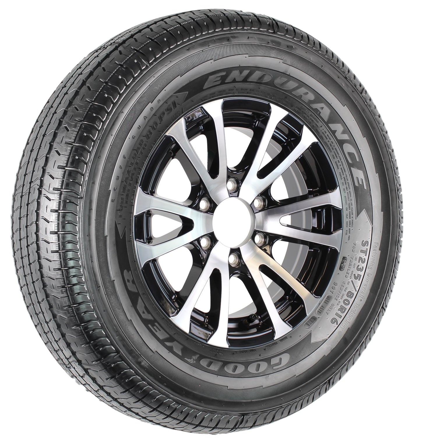 Goodyear Trailer Tire Endurance ST235/80R16 235/80R16 LRE Black Aluminum Rim 6L