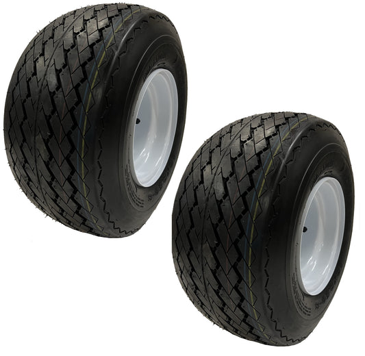 Two Golf Cart Tires On Rims 18 X 8.5 X 8 18-850-8 18X8.50-8 White 4 Lug 18 in.