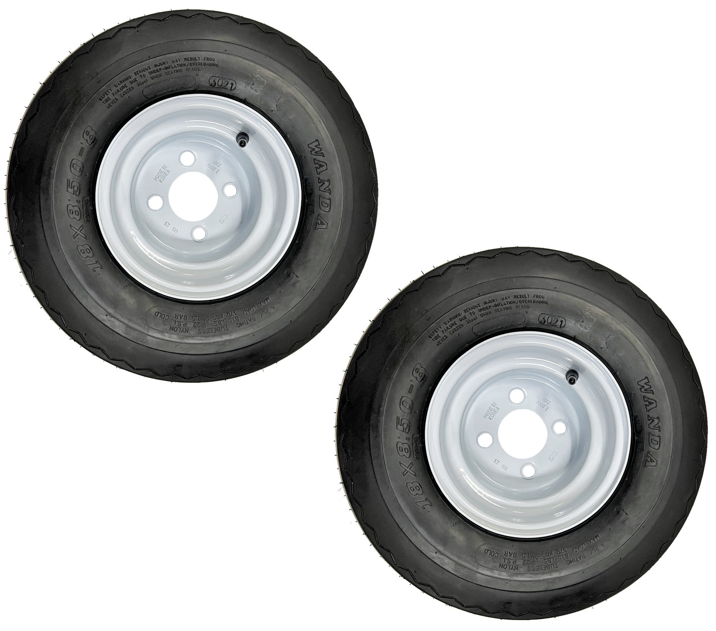 2-Pack Golf Cart Tires Rims 18-850-8 18X8.50-8 White Fits E-Z-GO Club Car Yamaha