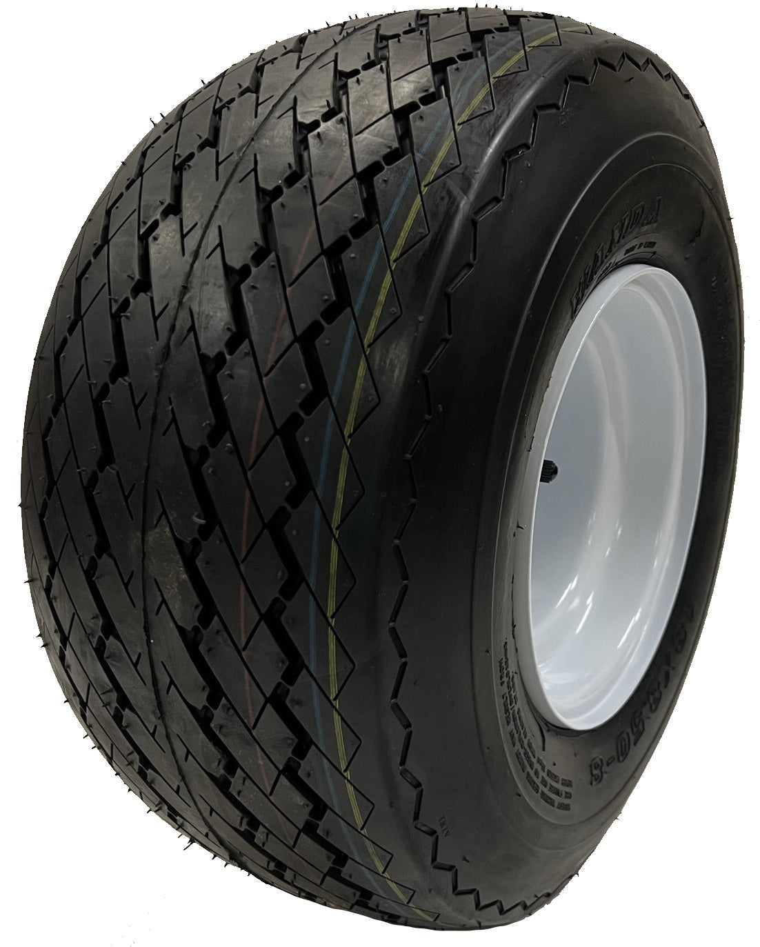 Golf Cart Tire On Rim 18-850-8 18X8.5X8 8 Inch White 4 Lug Fits EZGO Club Car