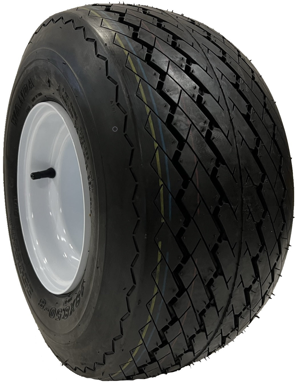 Golf Cart Tire On Rim 18-850-8 18X8.5X8 8 Inch White 4 Lug Fits EZGO Club Car