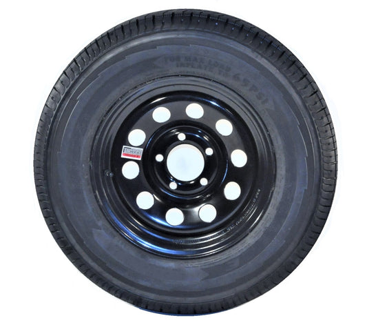 Trailer Tire On Rim ST185/80D13 Load Range C 5-4.5 Black Modular Wheel 3.19 CB
