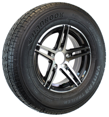 eCustomrim ST205/75R14 Trailer Tire On Black Aluminum 5 Lug Wheel LRD
