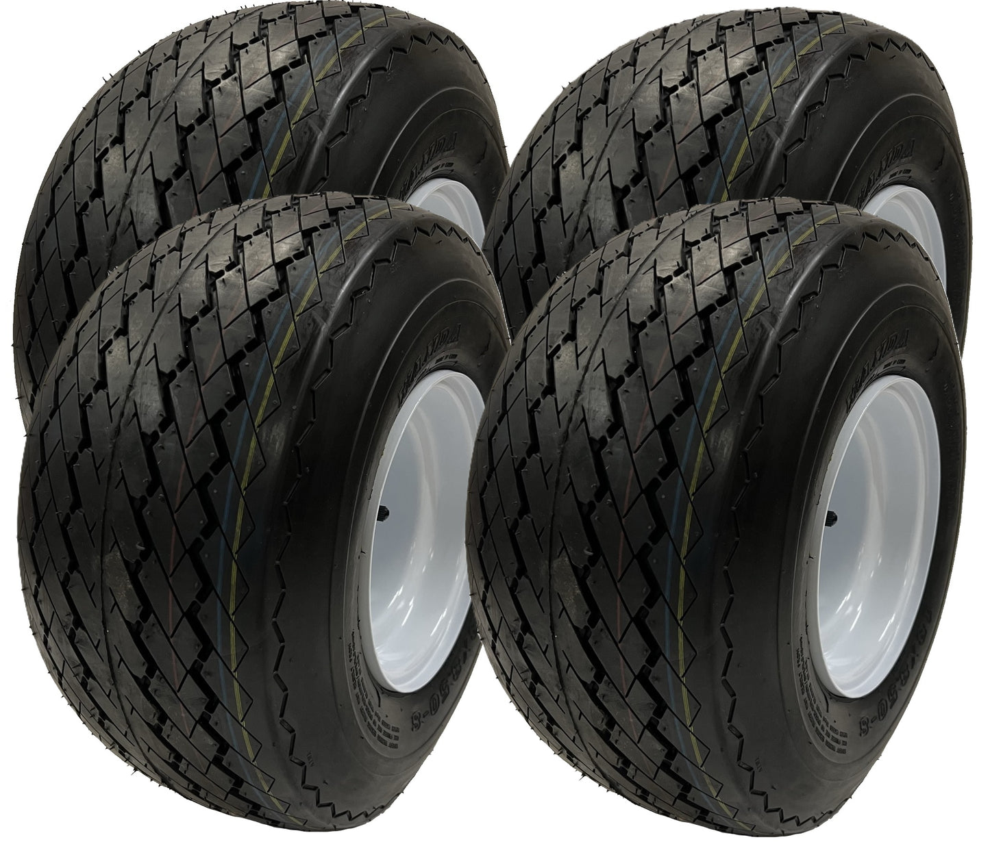 4-Pk 8" 18X8.50-8 White Golf Cart Wheels Tires Fit Club Car, Cushman, EZ-GO