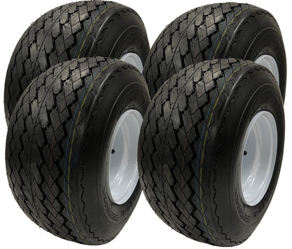 4-Pk 8" 18X8.50-8 White Golf Cart Wheels Tires Fit Club Car, Cushman, EZ-GO