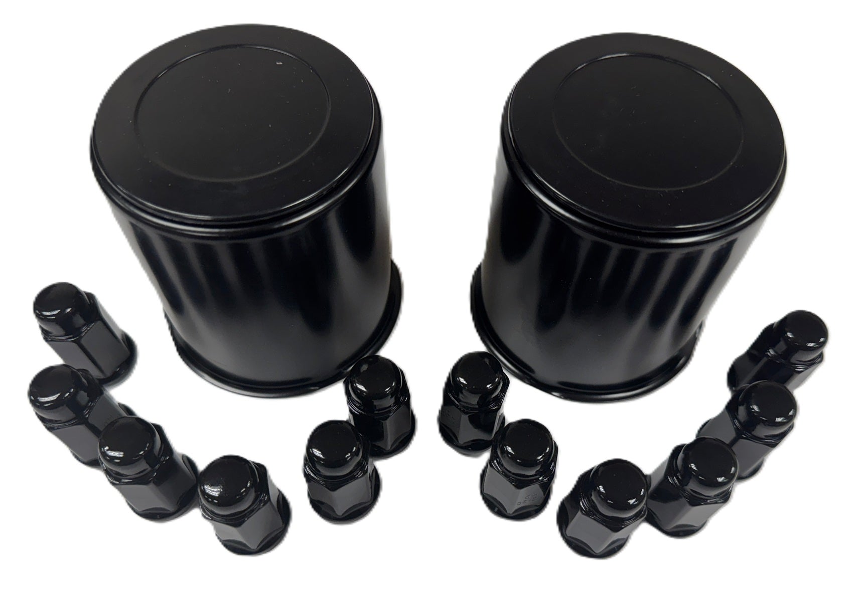 2 Trailer Wheel Lug and Cap Sets - Black Hub Cover 12 Painted Lugs 3.7 ...