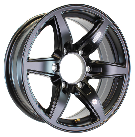 Aluminum Trailer Wheel 16X6 16 Inch Rim Matte Black 6 Lug LHBO66655MBFP