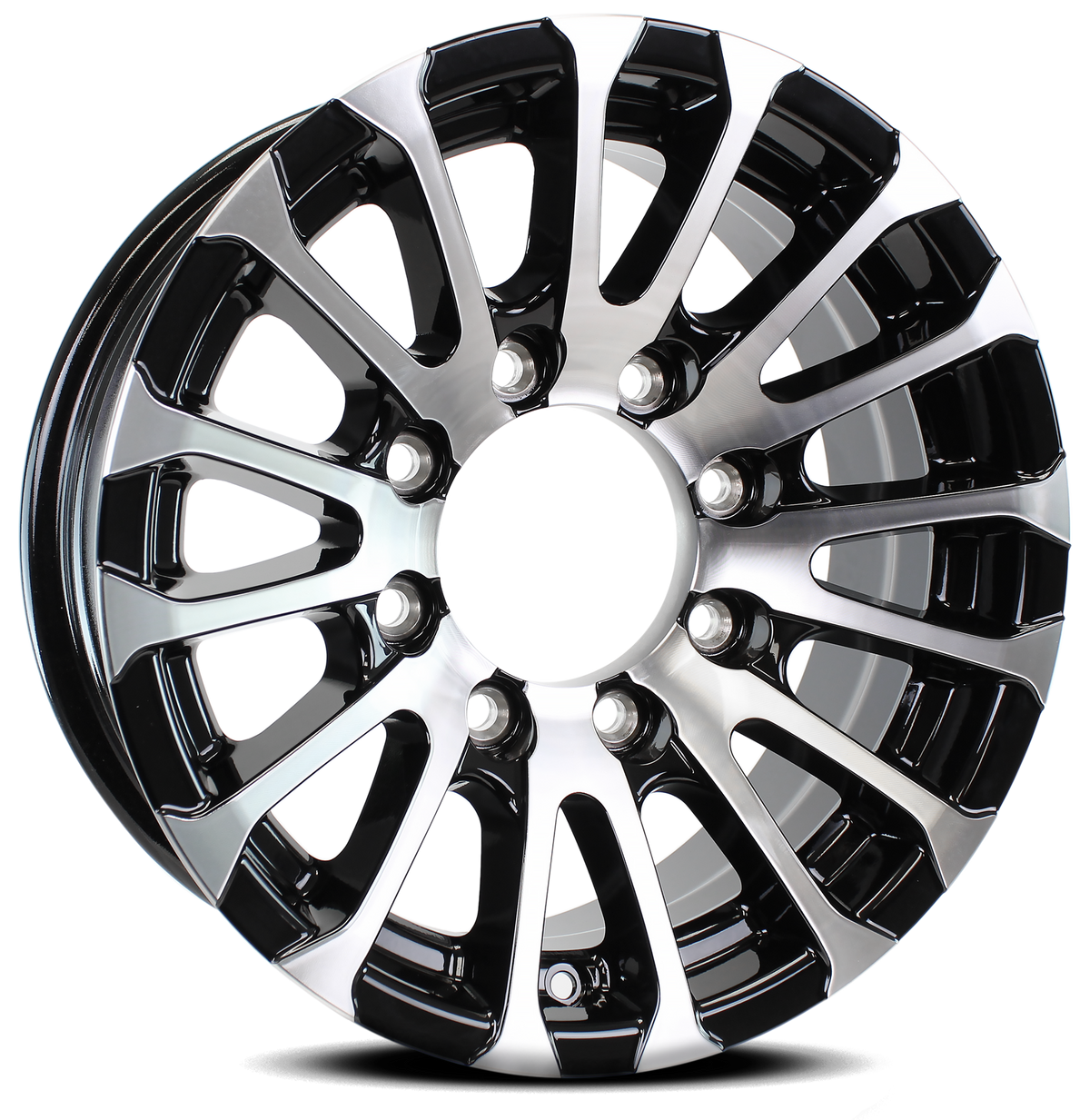 Aluminum Trailer Wheel 16X6 16 Inch 8 Lug Center Avalanche Machined Black Rim