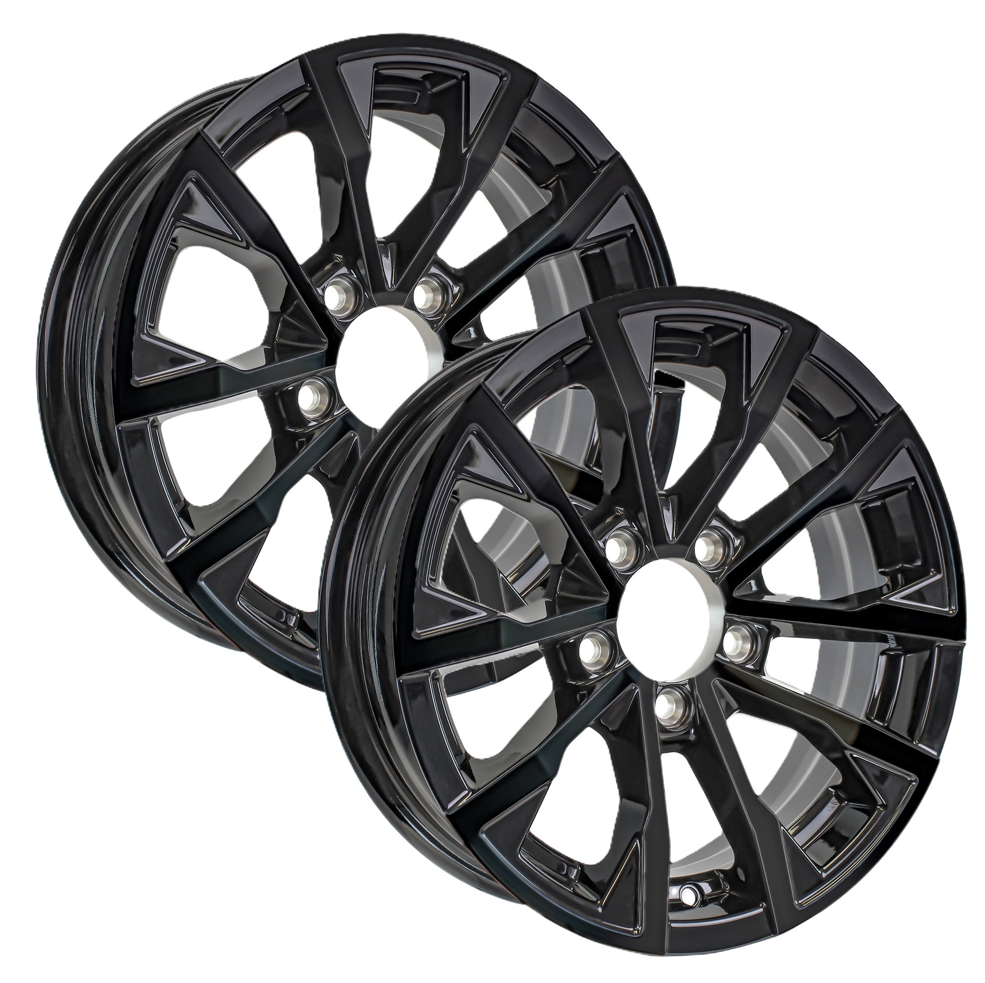 2-Pack Aluminum Trailer Wheel 14X5.5 14 Inch Edge Black 5 Lug On 4.5 Center Rim