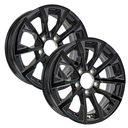 2-Pack Aluminum Trailer Wheel 14X5.5 14 Inch Edge Black 5 Lug On 4.5 Center Rim