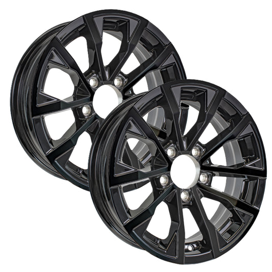 2-Pack Aluminum Trailer Wheel 14X5.5 14 Inch Edge Black 5 Lug On 4.5 Center Rim