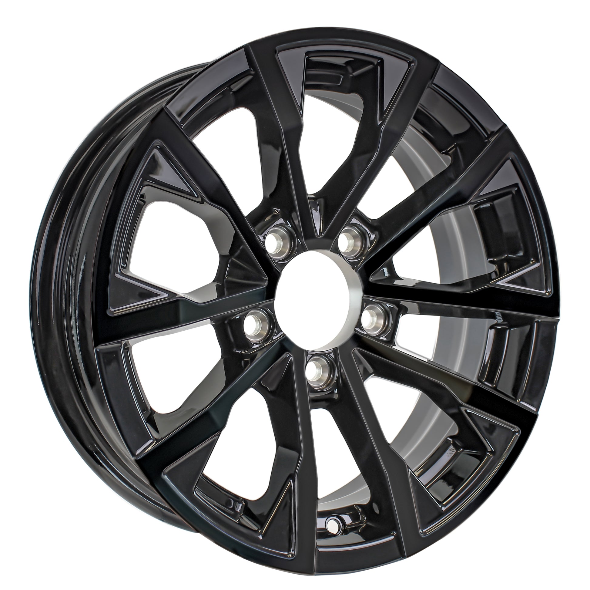 2-Pack Aluminum Trailer Wheel 14X5.5 14 Inch Edge Black 5 Lug On 4.5 Center Rim