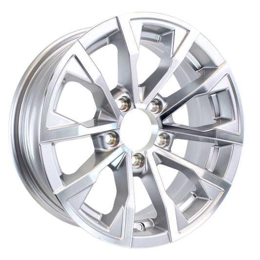 Aluminum Trailer Wheel 15X5 15 Inch Rim Silver Machined 5 Lug LZED55545SM