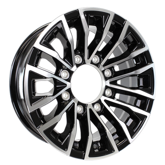 Aluminum Trailer Wheel 16X6 16 Inch Rim Black and Machined 8 Lug LZED66867BM