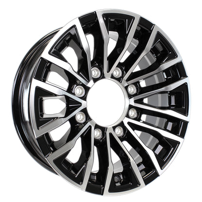 Aluminum Trailer Wheel 16X6 16 Inch Rim Black and Machined 8 Lug LZED66867BM