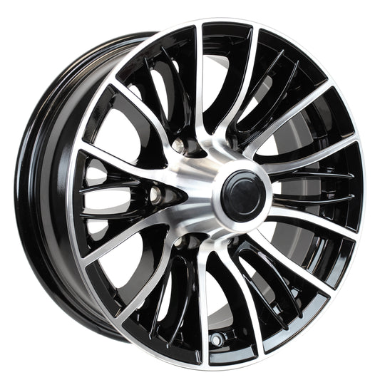 eCustomrim Aluminum Trailer Wheel 15X6 15 Inch Evolution Black 6 Lug On 5.5" Rim
