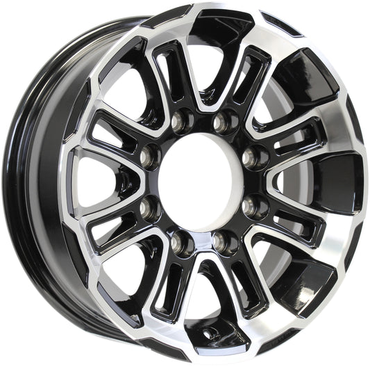 eCustomrim Aluminum Trailer Wheel 16X6 16 X 6 8 Lug On 6.5 White Hawk Black Rim