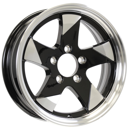 Aluminum Trailer Wheel 15 Inch 5 Lug On 4.5 Center Ascent Black Brushed Rim Face