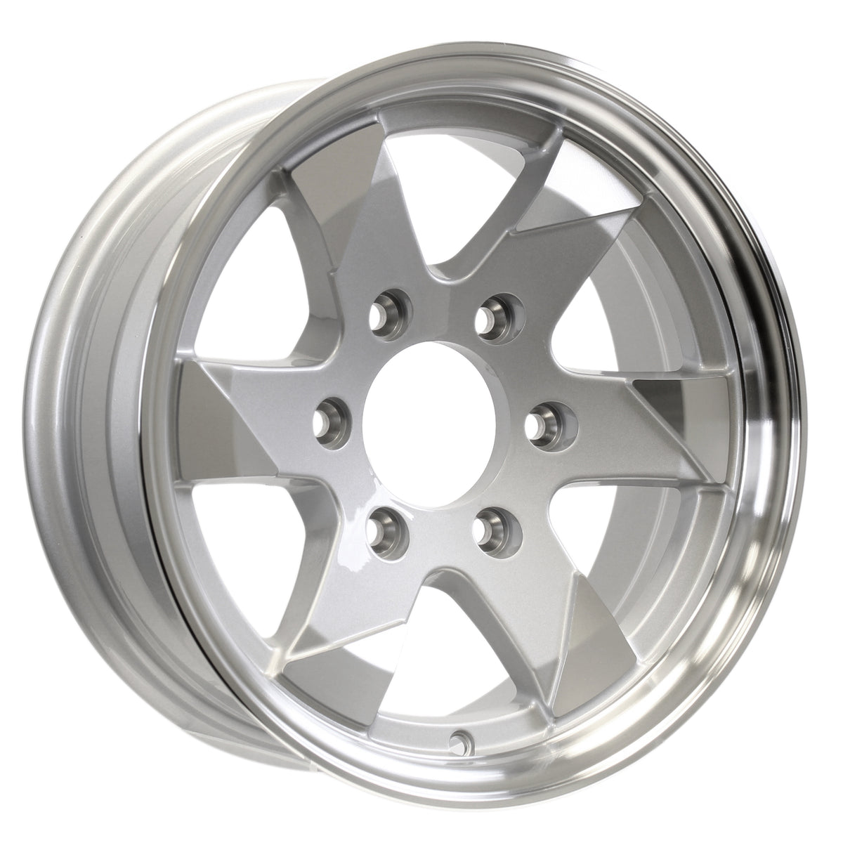 Wide Rims 2d Aluminum Trailer Wheel 15 Inch 6 Lug On 5.5 Ascent Silver Brushed Rim ...