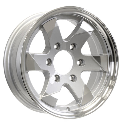 eCustomrim Aluminum Trailer Wheel 15 Inch 6 Lug Ascent Silver Brushed Rim Face