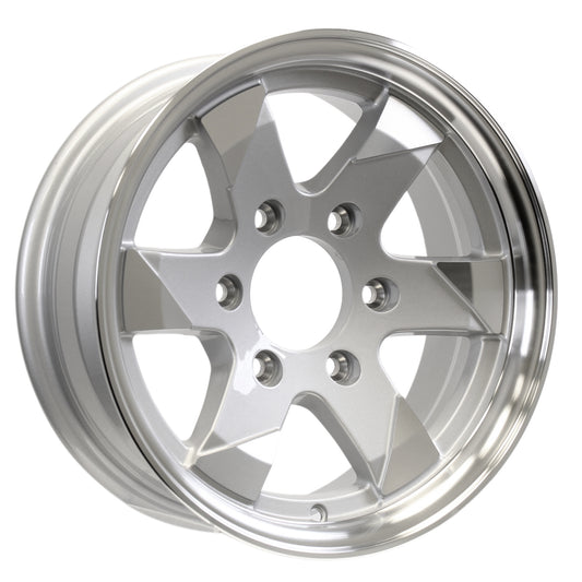 eCustomrim Aluminum Trailer Wheel 15 Inch 6 Lug Ascent Silver Brushed Rim Face