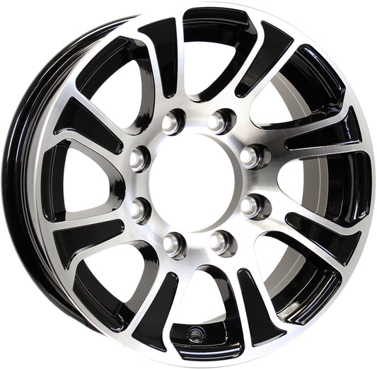eCustomrim Aluminum Trailer Wheel 16X6 16 X 6 8 Lug 6.5 Center Summit Black Rim