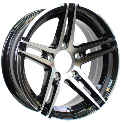 eCustomrim Aluminum Trailer Wheel 14X5.5 5 Lug 4.5 Center Sidewinder Black Rim