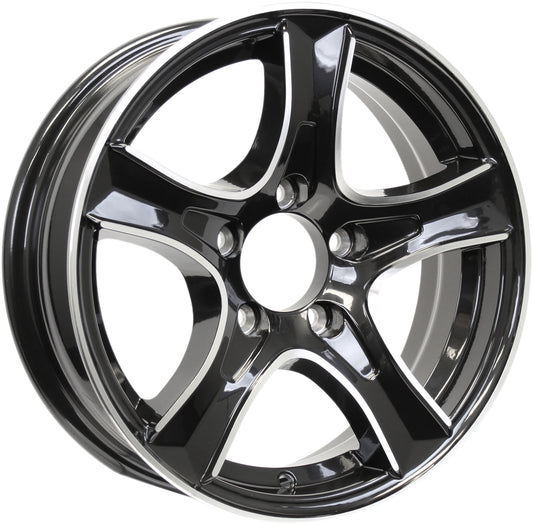 Aluminum Trailer Wheel 15X5 15 X 5 5 Lug 4.5 Center Thoroughbred Black Rim