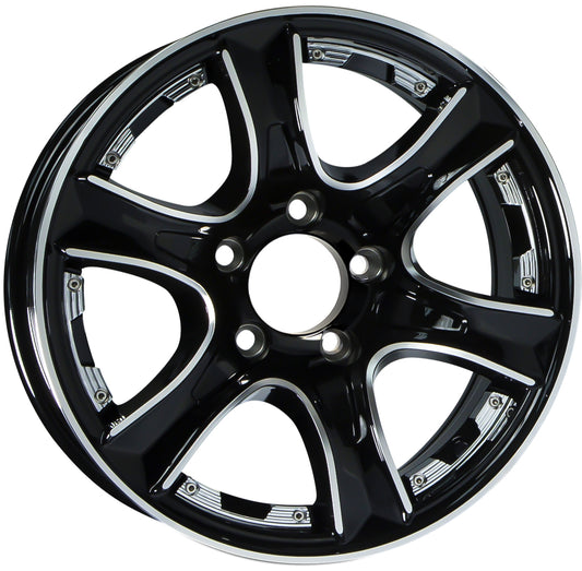 Aluminum Trailer Wheel 15X6 15 X 6 5 Lug 4.5 Center Thoroughbred Black Rim